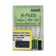 K فایل طول 25 Mani - KFile مانی - کا فایل دستی مانی 25 میلیمتری | Mani K-Files 25mm - دنت اسمایل - مواد و وسایل دندانپزشکی